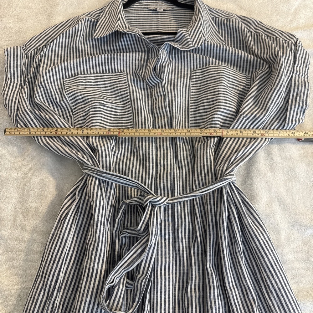 Ophelia Roe Striped Maxi Dress Sz 2X Navy White Collared Sleeveless Plus - Picture 4 of 5